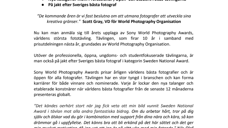 2017 Sony World Photography Awards – nu öppen för anmälningar 