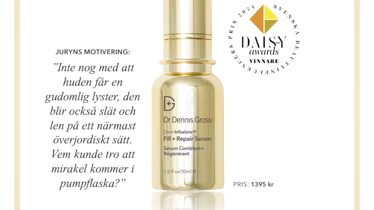DermInfusions Serum vinner Daisy Beauty Awards 2024!