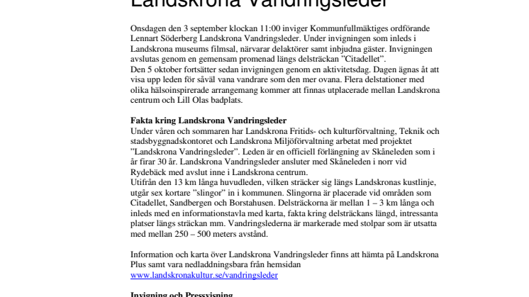 Invigning av Landskrona Vandringsleder