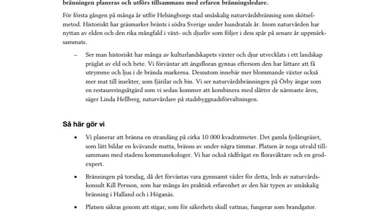 Eld ger nytt liv – naturvårdsbränning 13 mars på Örby ängar 