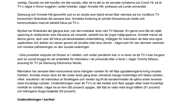 TV:ns utökade roll i vår nya vardag