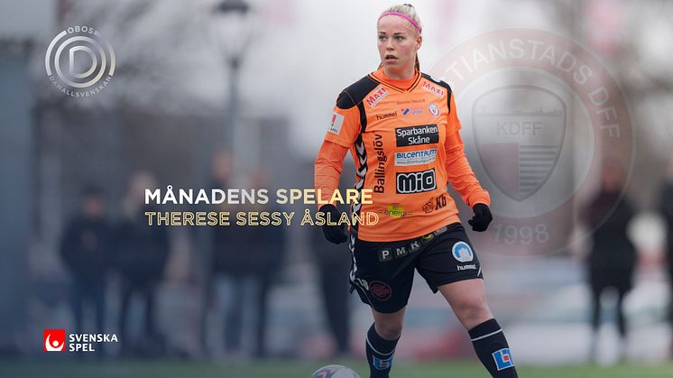 KDFF-stjärnan Therese Sessy Åsland Månadens spelare – skänker 10 000 kronor till spontanidrottsprojekt