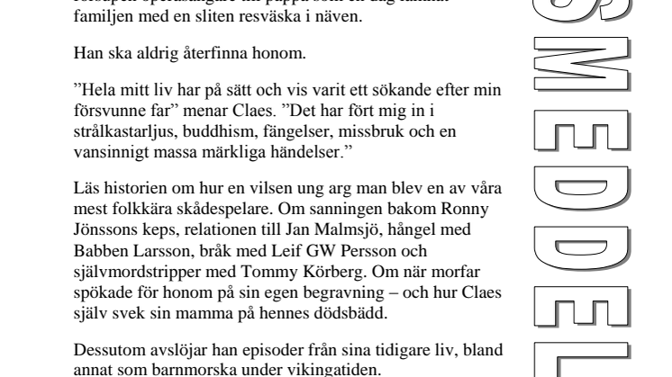 Ny bok: Mysteriet Claes Malmberg