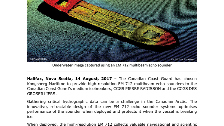 Kongsberg Maritime: Canadian Coast Guard Expands Northern Mapping Capability