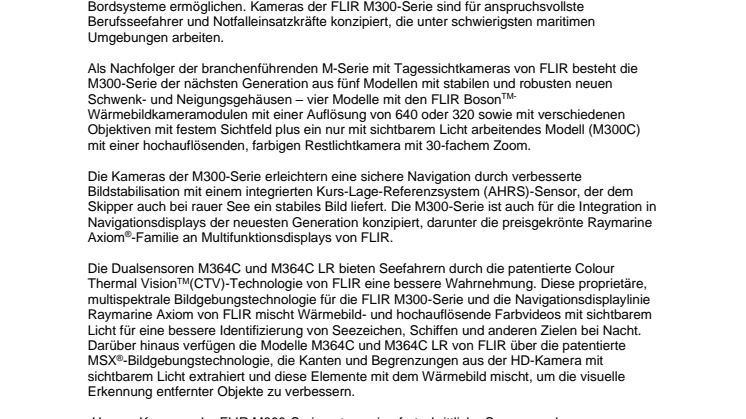 FLIR präsentiert die Tagsichtkameras der Serie M300