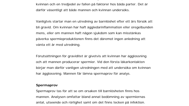 Ofrivillig barnlöshet – utredning män