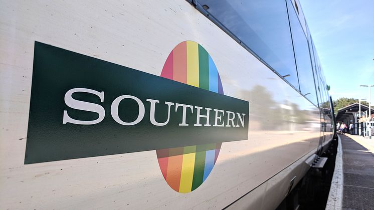 Pride train in station