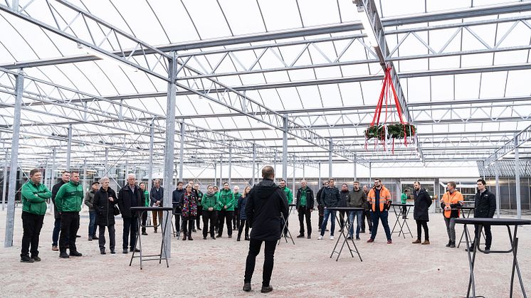 Torsdag den 3. februar holdt Plantorama i Randers rejsegilde i forbindelse med tilføjelsen af en ny overdækket planteskole på 2200 kvadratmeter. Foto: PR.