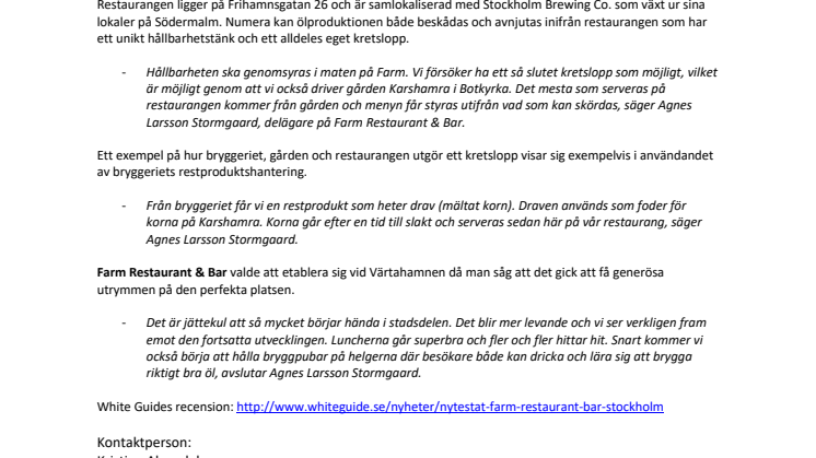 Farm Restaurant & Bar - ny stjärna på Stockholms restauranghimmel