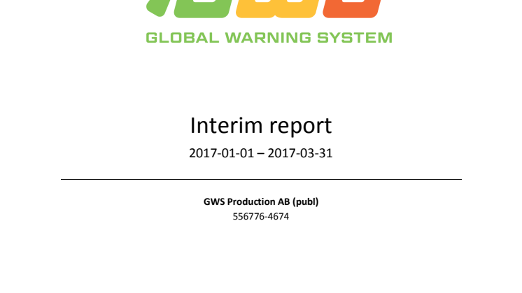 GWS Production AB (publ) Publishes Report for First Quarter, 2017.