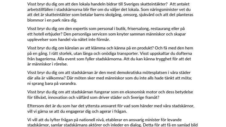 Öppet brev till Sveriges Näringsminister