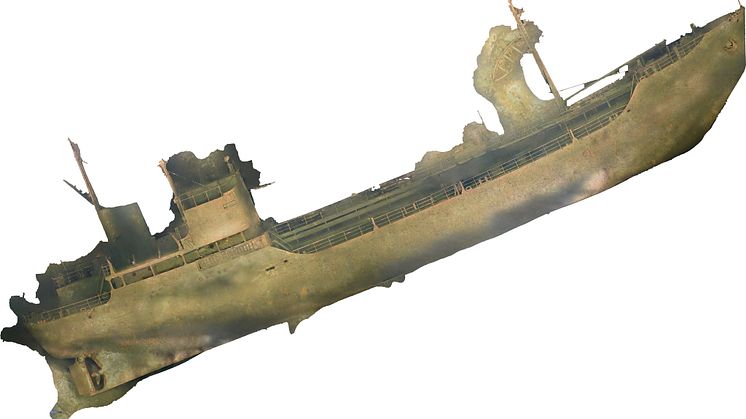 Bild av vraket Lindesnäs på havsbotten. Framtagen genom fotogrammetri. Foto: Ocean Discovery