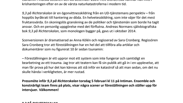 Inbjudan till pressmöte för 9,3 PÅ RICHTERSKALAN