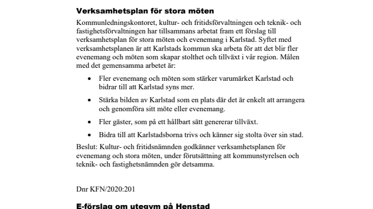 Kultur- och fritidsnämnden i korthet 17 juni