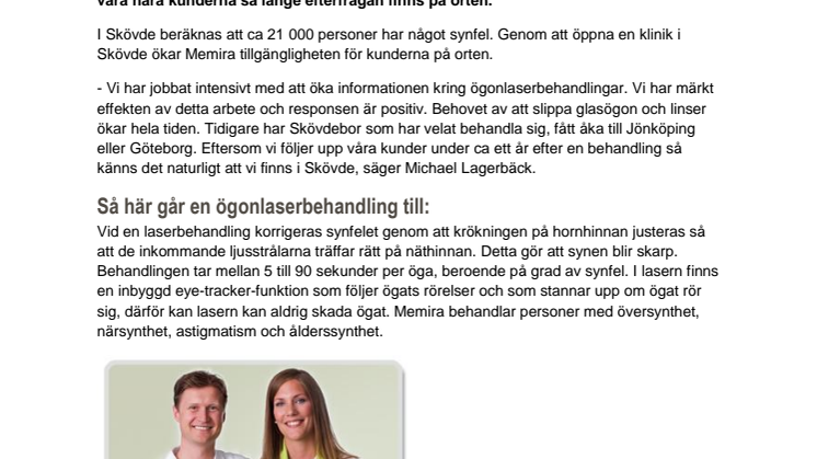 Skövde blir ögonlaserkedjan Memiras 26:e klinik i Sverige