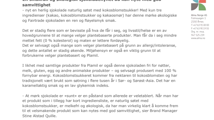 En smakfull og økologisk sjokoladenyhet du kan nyte med god samvittighet