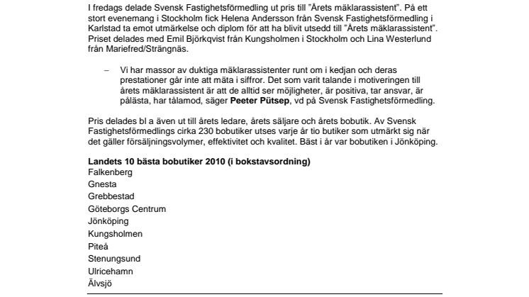 Karlstadtjej är årets mäklarassistent