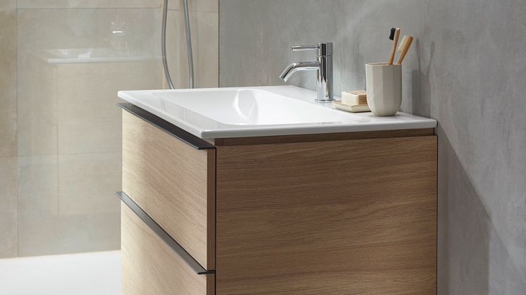 Geberit iCon SlimRim -pesuallas, allaskaappi kahdella laatikolla