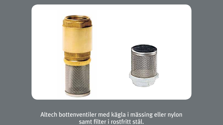 Altech sil bottenventil - Produktblad