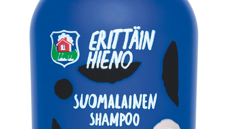 Erittäin Hieno Suomalainen -shampoo saa juhlavuoden kunniaksi pitkää historiaa ja nykypäivän suomalaista muotoilua yhdistävän pakkauksen. 