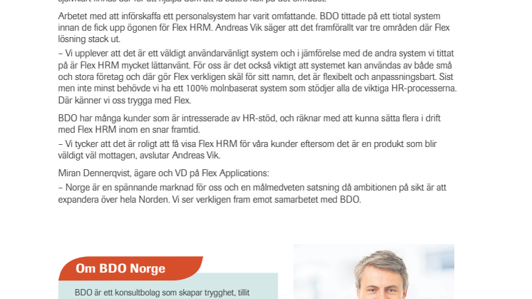 BDO i Norge väljer Flex HRM!