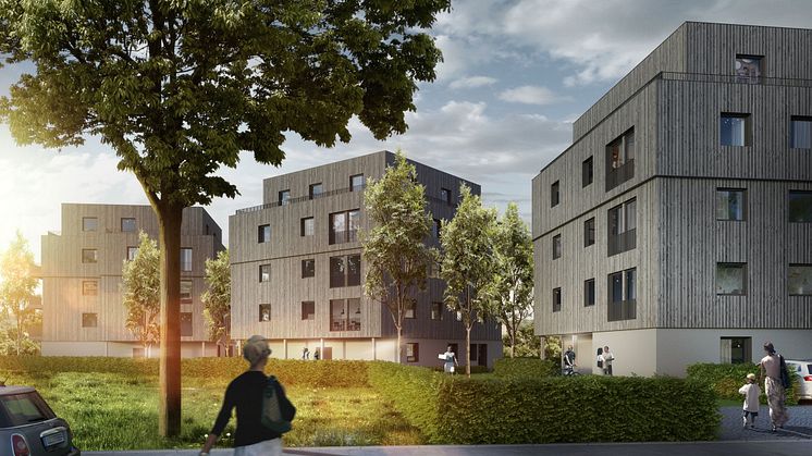 Adlershof in Berlin - ein erfolgreiches Beispiel für Urbanen Holzbau in Holz-Hybridbauweise. Foto: Björn Rolle.