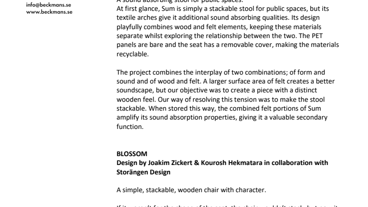 Beckmans Design Collaboration 2020 - PRODUCTS