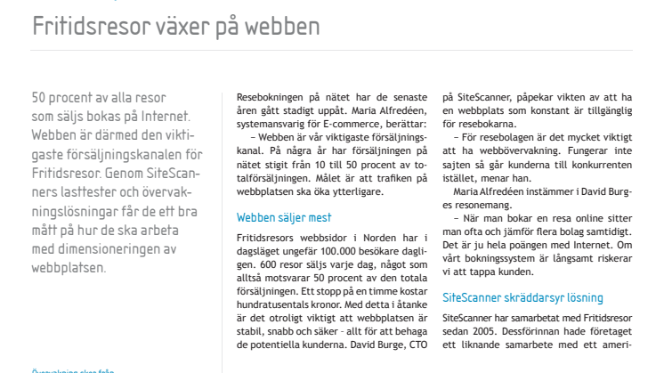 Fritidsresor säkrar webben med SiteScanner