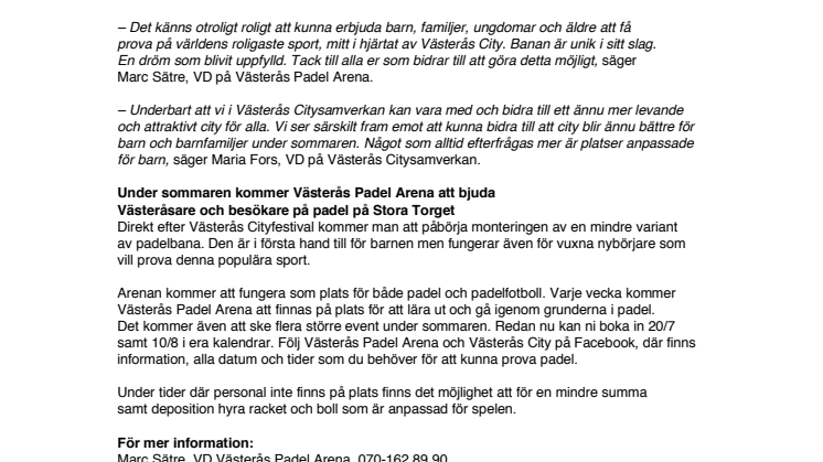 Ny attraktion till Stora Torget i Västerås City