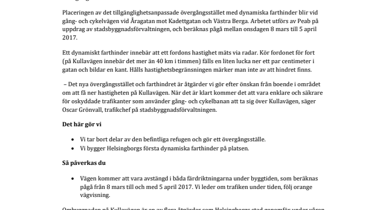 Helsingborg får sitt första dynamiska farthinder