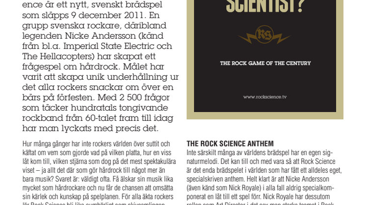 ROCK SCIENCE - nytt svenskt brädspel!