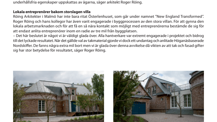Internationellt arkitektpris till skånsk New England villa