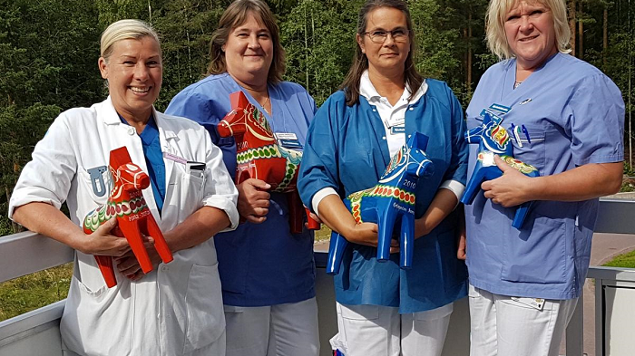 Gänget bakom studien: Johanna Österberg, överläkare, Janeth Mattsson, specialistsjuksköterska, Carina Lund Tägt, legitimerad sjuksköterska och operationsplanerare och Kerstin Jemt, legitimerad sjuksköterska och operationsplanerare.
