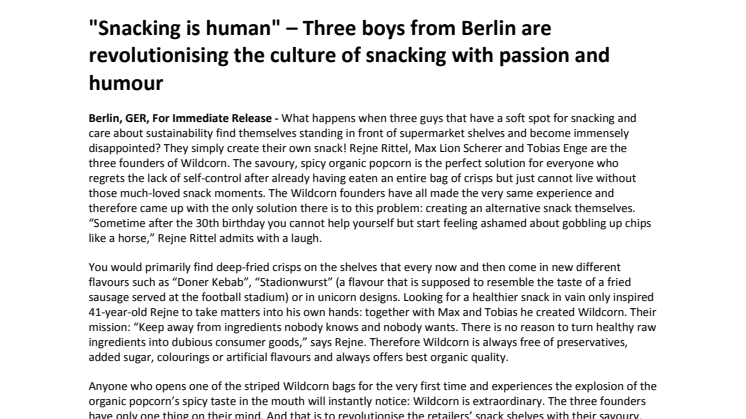 "Snacking is human" – Three boys from Berlin are revolutionising the culture of snacking with passion and humour 
