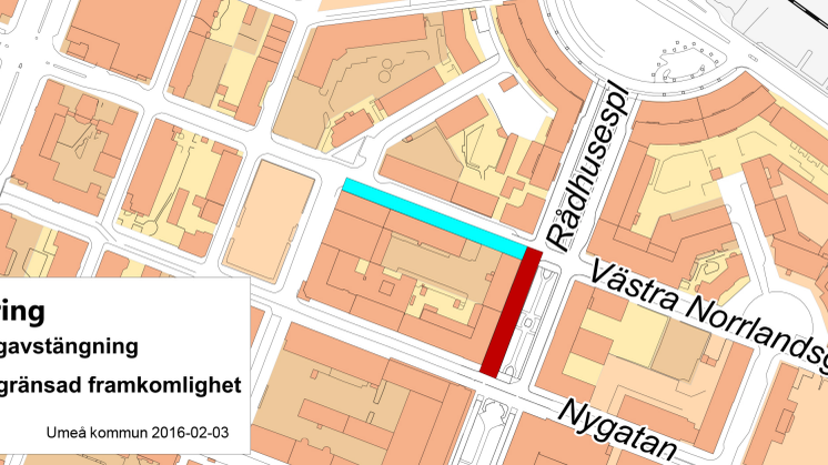 Rådhusesplanaden delvis stängd från 15 februari