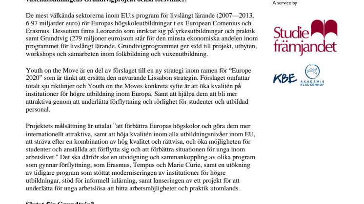 Hur ser framtiden ut för Europas stöd till vuxnas lärande?