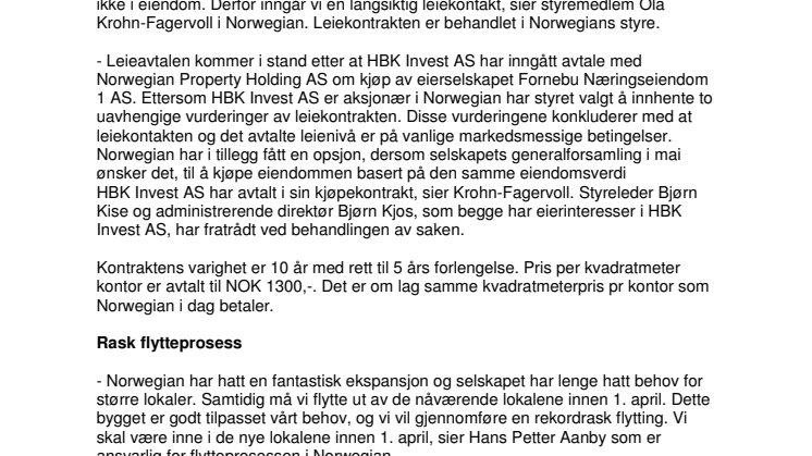 Norwegian flytter til Oksenøyveien 3