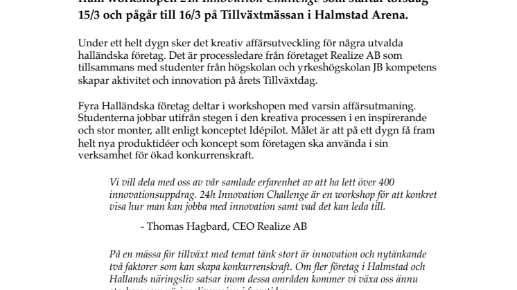 Idépiloter hjälper företag att tänka nytt på Tillväxtdagen i Halland