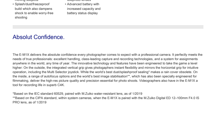 E-M1X Specifications