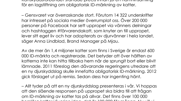 Tusentals står bakom upprop för katter