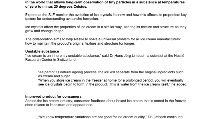 Nestlé uses avalanche research to create better ice cream