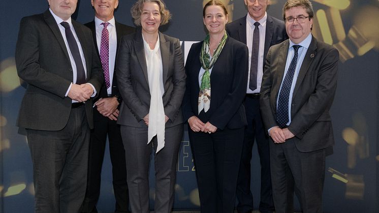 L-R_Prof Michael Young, Prof Paul Croney, Prof Karen O'Brien, Rt Hon Gillian Keegan MP, Prof Chris Day and Prof Andy Long.
