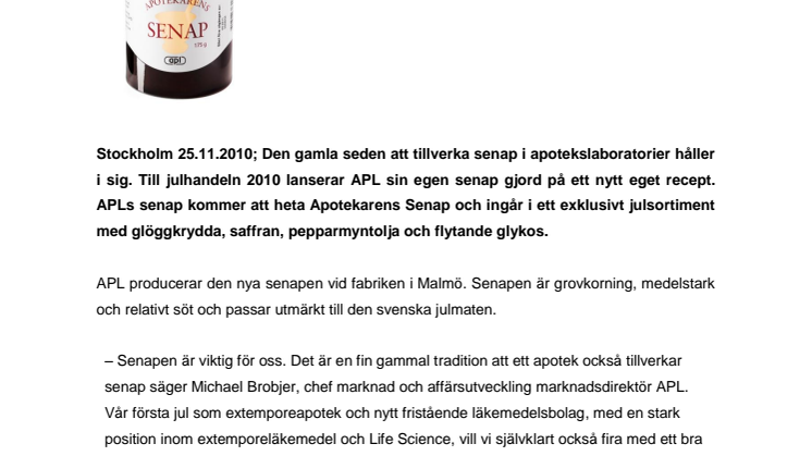 APL lanserar Apotekarens Senap med nytt, eget recept