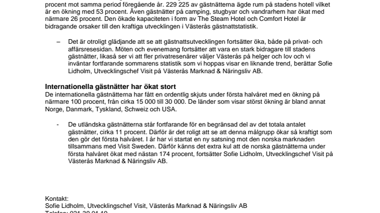 Återigen nya rekordsiffror för Västerås besöksnäring
