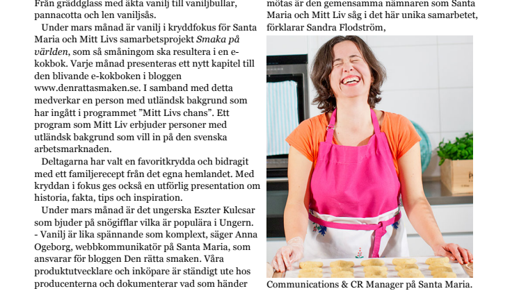 Vanilj i fokus i Smaka på världen - ett unikt och kryddstarkt samarbete för integration