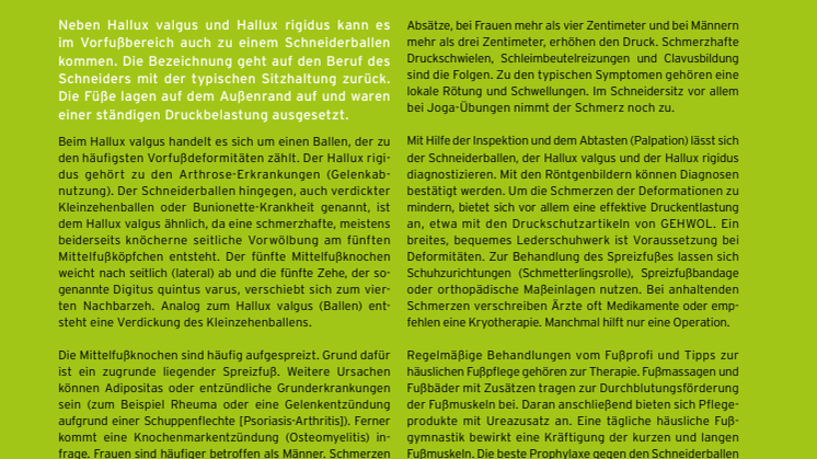 Hallux valgus. Hallux rigidus. Schneiderballen.