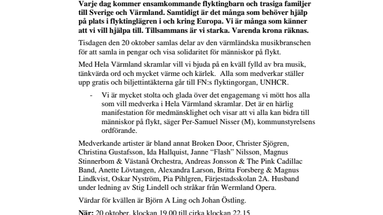 Hela Värmland skramlar - en konsert till förmån för människor på flykt