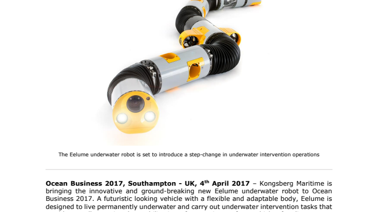 Kongsberg Maritime - Ocean Business 2017: Revolutionary New Underwater Robot Makes first UK Appearance at Ocean Business