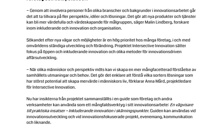 Gör innovationsarbetet inkluderande – ny guide berättar hur