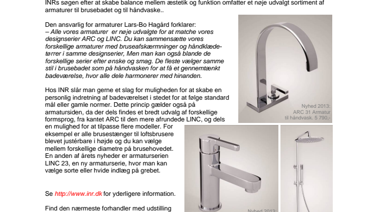 Nye armaturer fra INR: Kronen på værket i drømmebadet